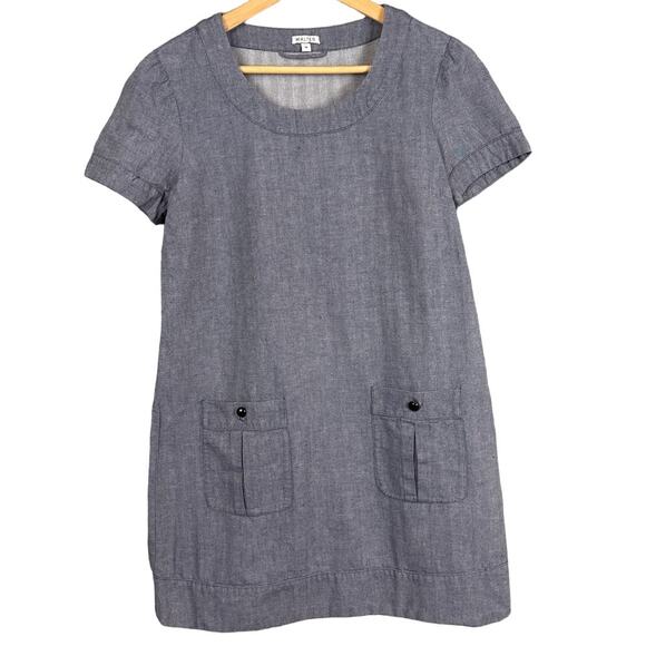 Walter Linen Blend Chambray Shift Dress Size M Minimalist Sophisticated Style - Picture 1 of 8